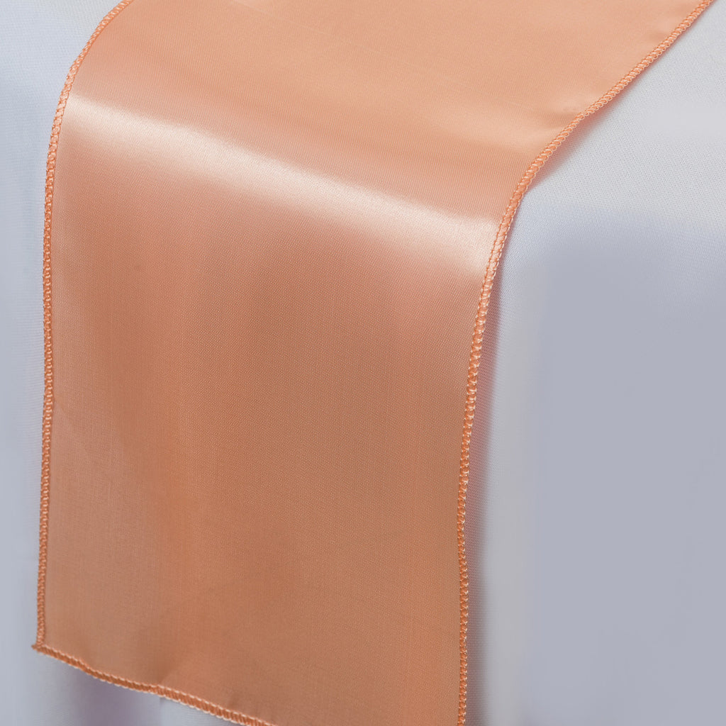 Plastic Tablecloth and Satin Table Runner Set - White & Peach