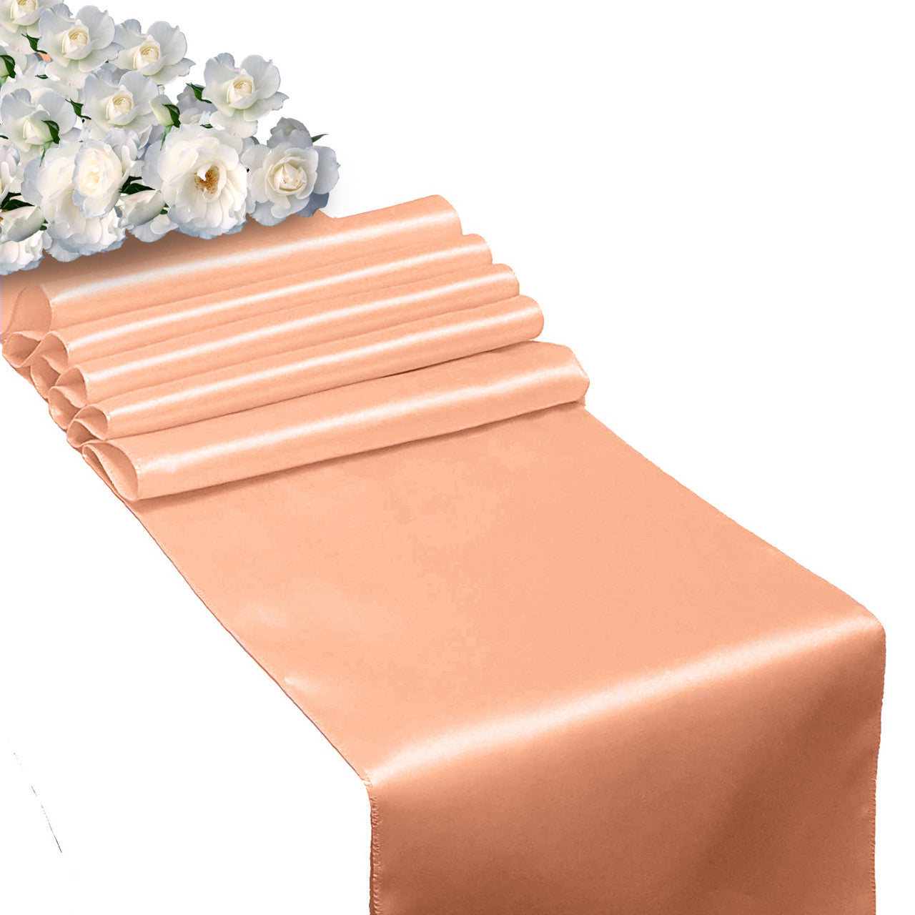 Plastic Table Cloth And Peach Satin Runner Set  - 2Pcs