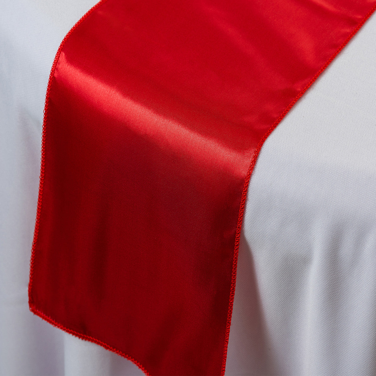 Plastic Table Cloth And Red Satin Runner Set  - 2Pcs