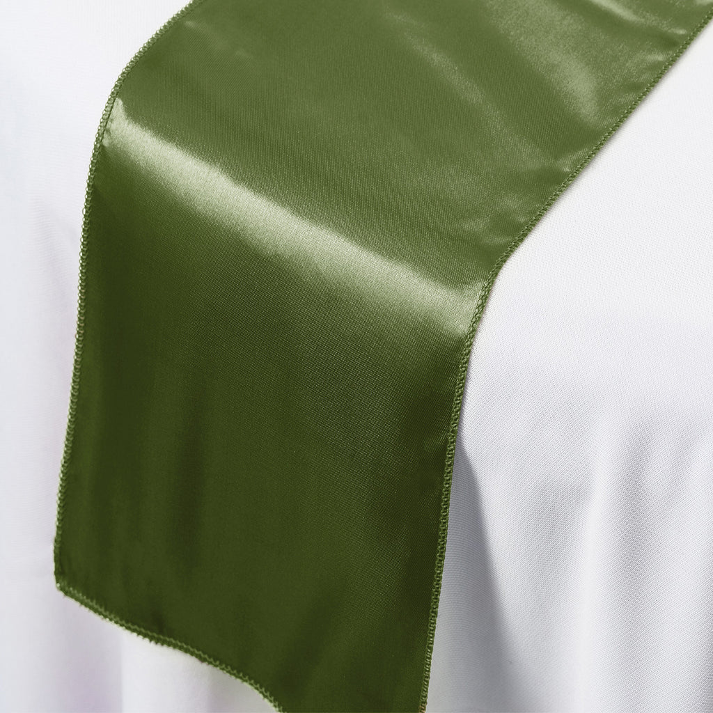 Plastic Tablecloth and Satin Table Runner Set - White & Sage Green