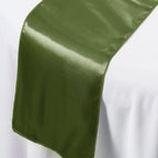 Plastic Tablecloth and Satin Table Runner Set - White & Sage Green