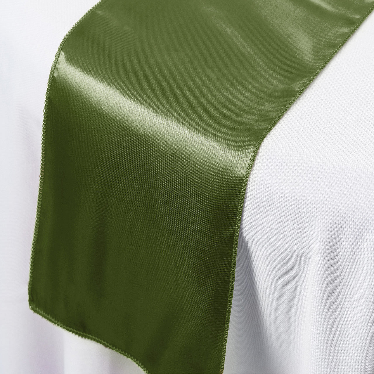 Plastic Tablecloth and Satin Table Runner Set - White & Sage Green