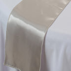 Plastic Tablecloth and Satin Table Runner Set - White & Silver