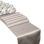 Plastic Tablecloth and Satin Table Runner Set - White & Silver