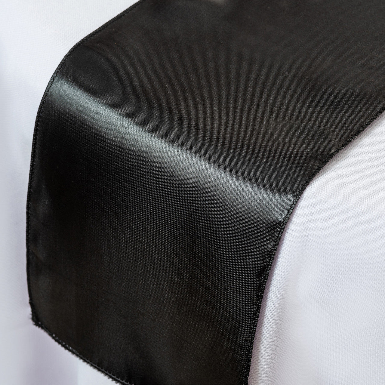 Plastic Tablecloth and Satin Table Runner Set - White & Black