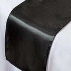 Plastic Table Cloth And Black Satin Runner Set  - 2Pcs