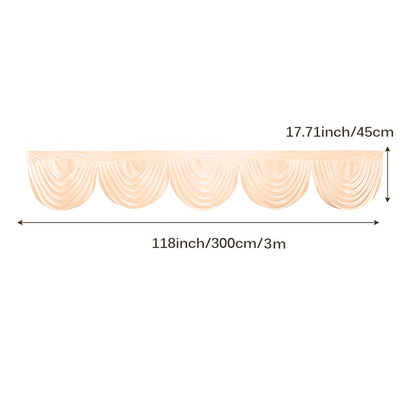 3m Ice Silk Detachable Swag for Photography Backdrop - Rose Gol