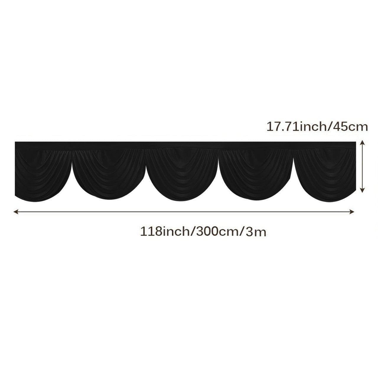 3m Ice Silk Detachable Swag for Photography Backdrop - Black
