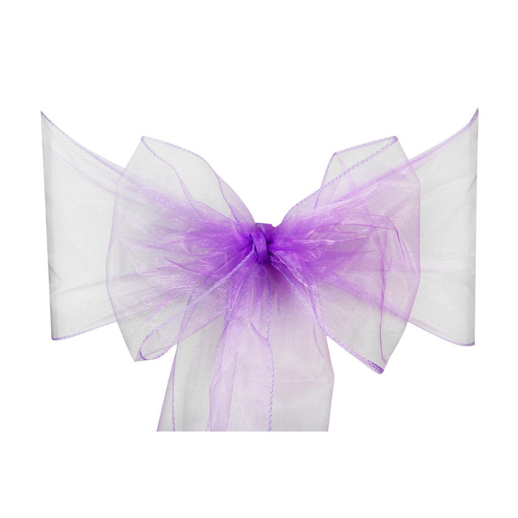 22cm x 280cm Organza Chair Sash - Light Purple (Pack of 10)