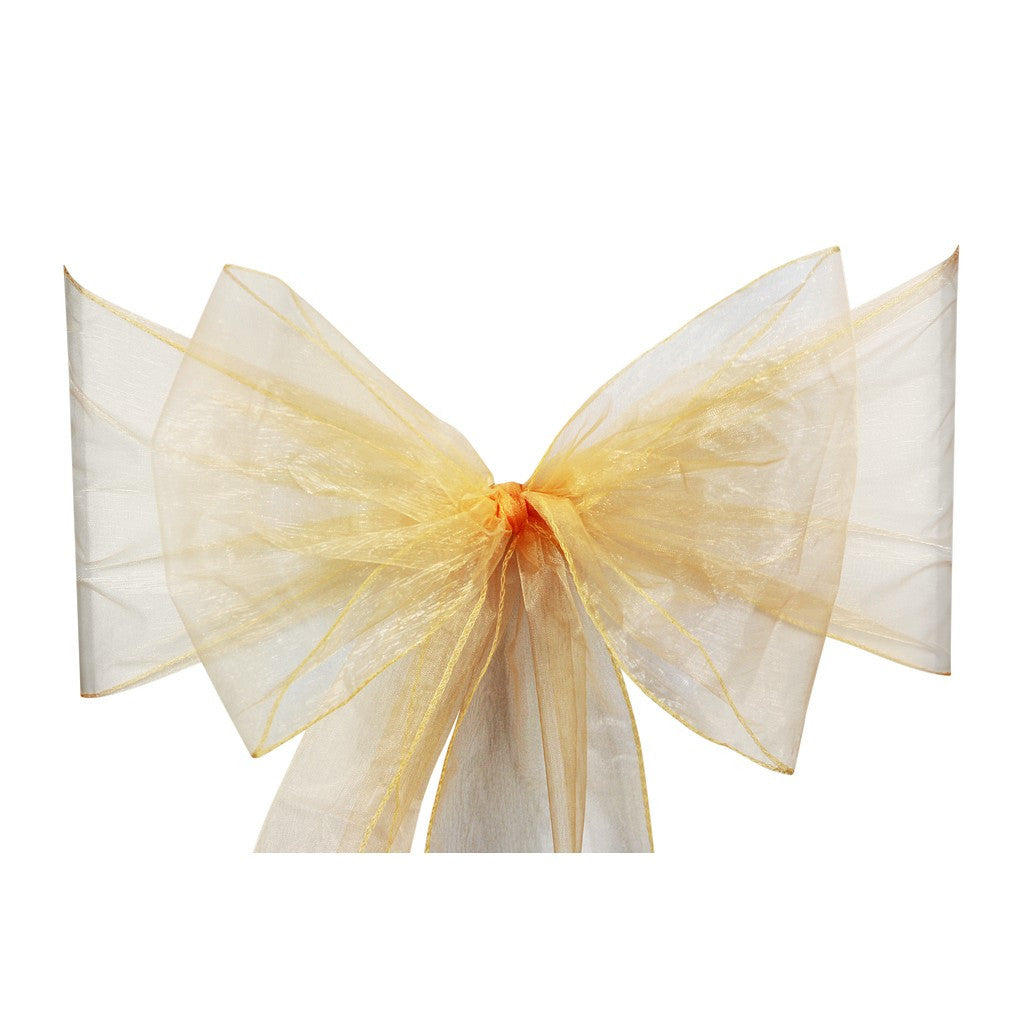 22cm x 280cm Organza Chair Sash - Peach (Pack of 10)