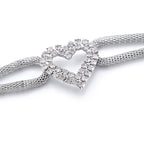 Coiled Mesh Belt with Diamante Heart - Silver