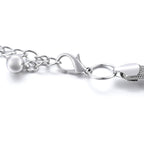 Coiled Mesh Belt with Diamante Heart - Silver