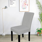 Short Velvet-Touch Spandex Chair Cover - Silver Grey