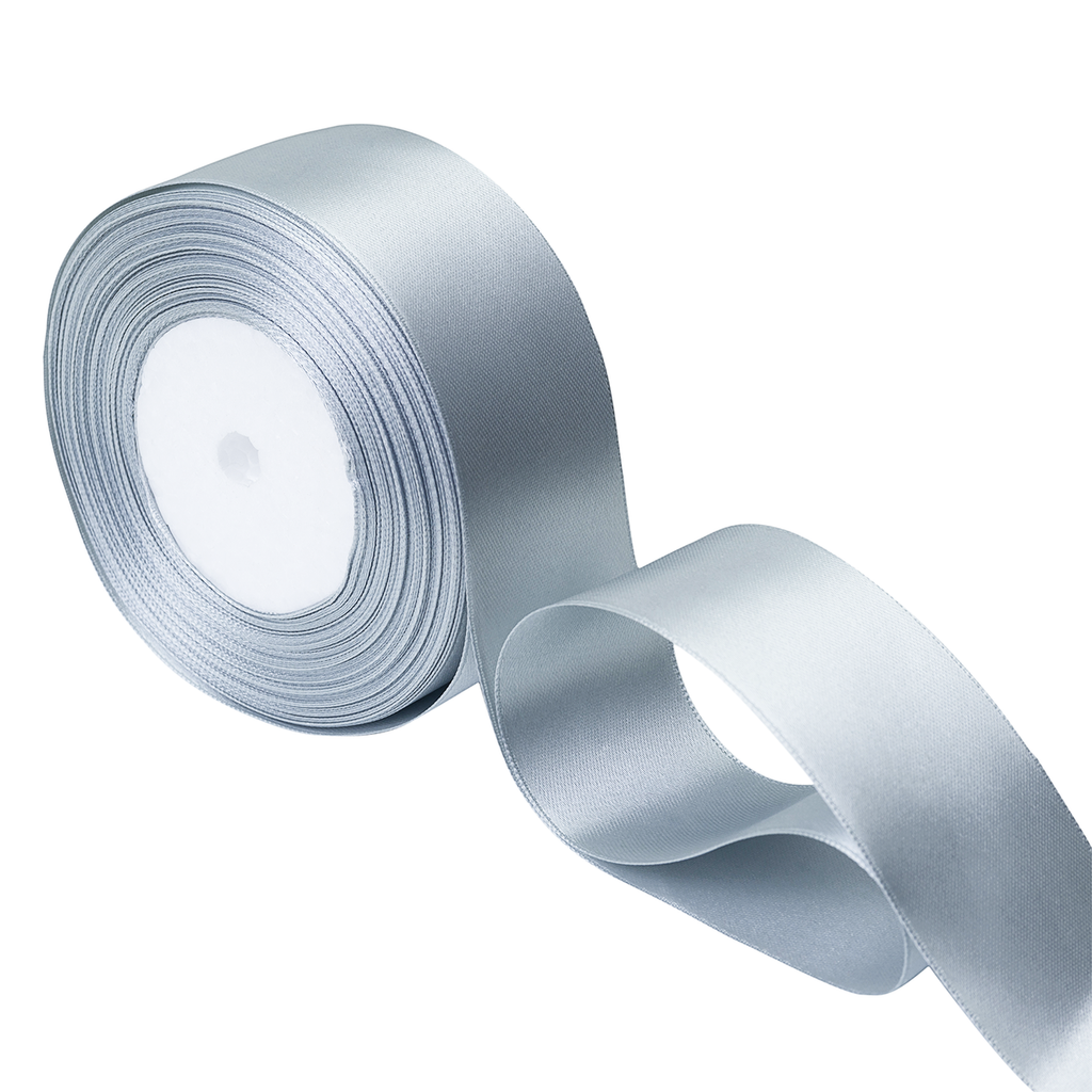 1m Double Sided Satin Ribbon-Silver