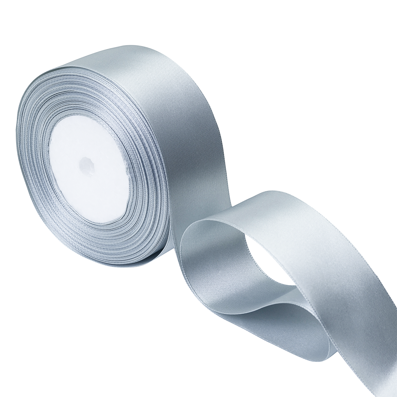 1m Double Sided Satin Ribbon-Silver