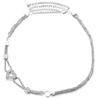 Coiled Mesh Belt with Diamante Heart - Silver