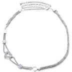Coiled Mesh Belt with Diamante Heart - Silver