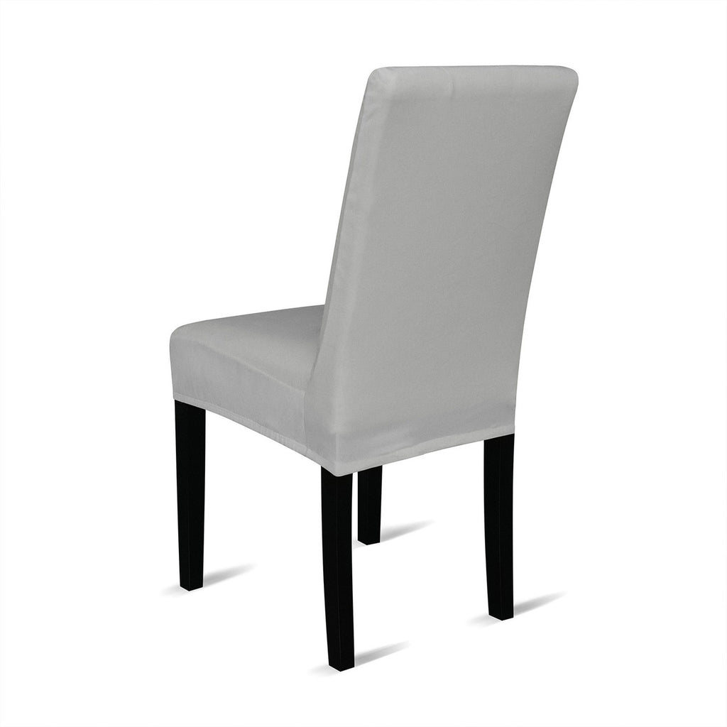 Short Velvet-Touch Spandex Chair Cover - Silver Grey
