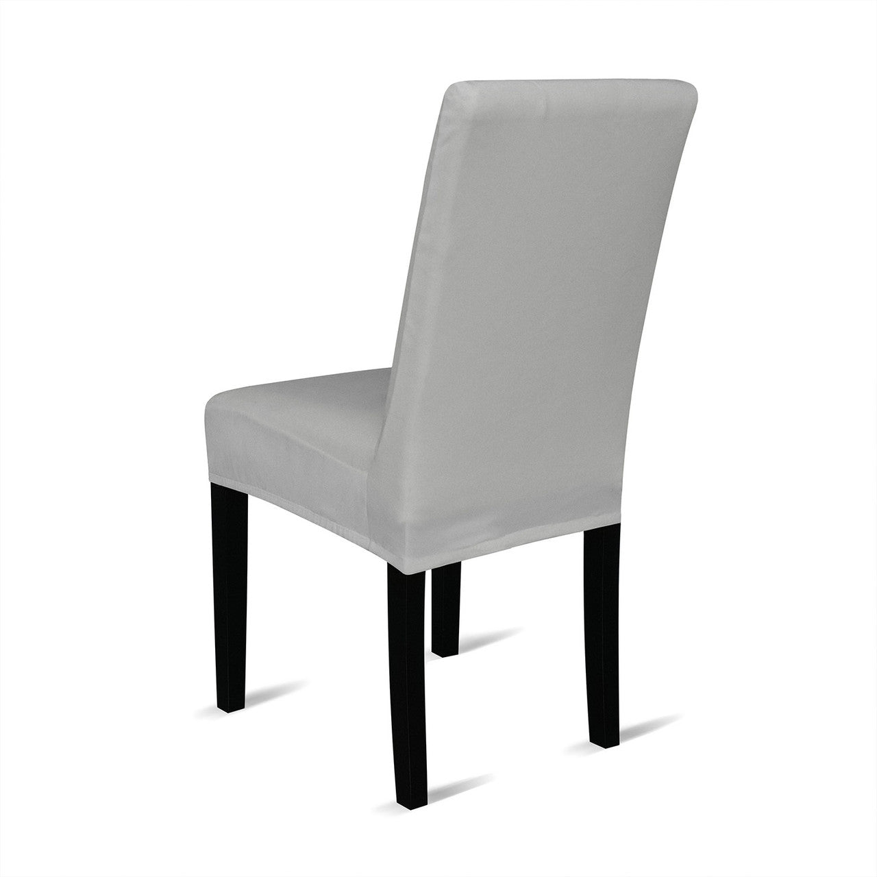 Short Velvet-Touch Spandex Chair Cover - Silver Grey