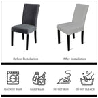 Short Velvet-Touch Spandex Chair Cover - Silver Grey