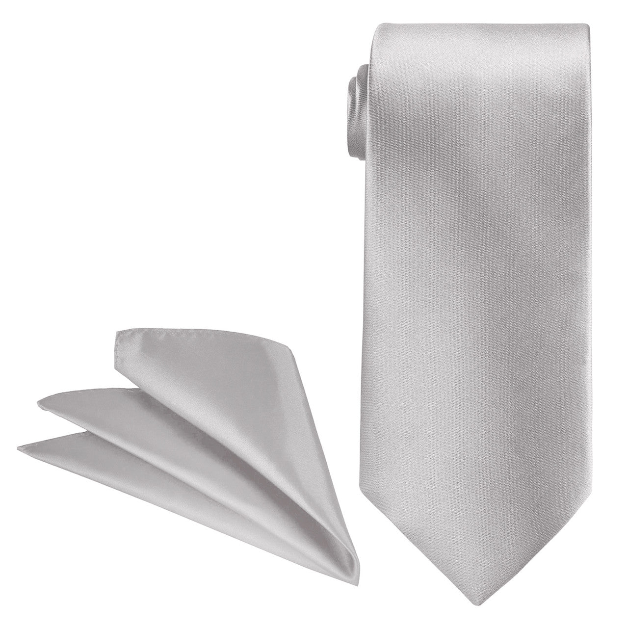 Silver Tie and Handkerchief
