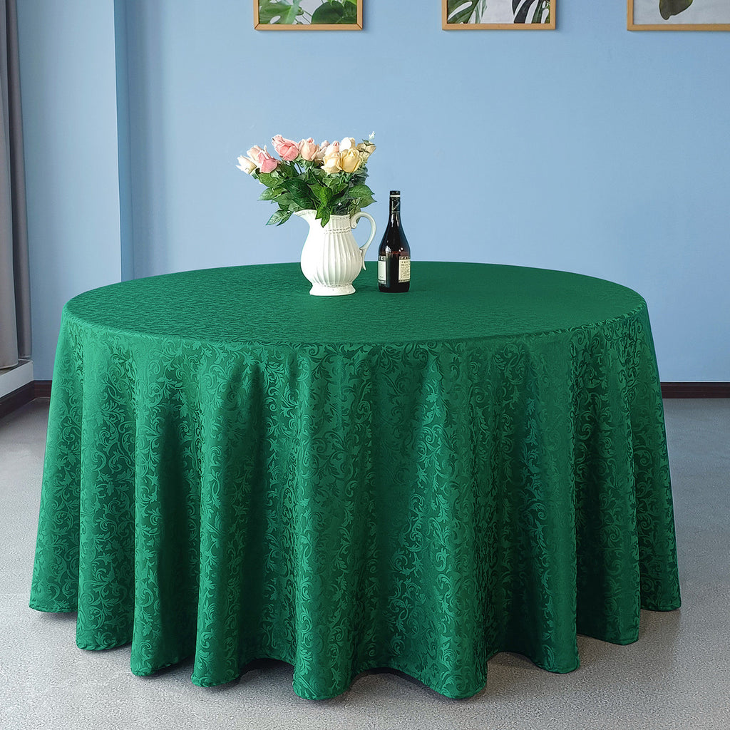 200GSM Round Damask Polyester Tablecloth - Green