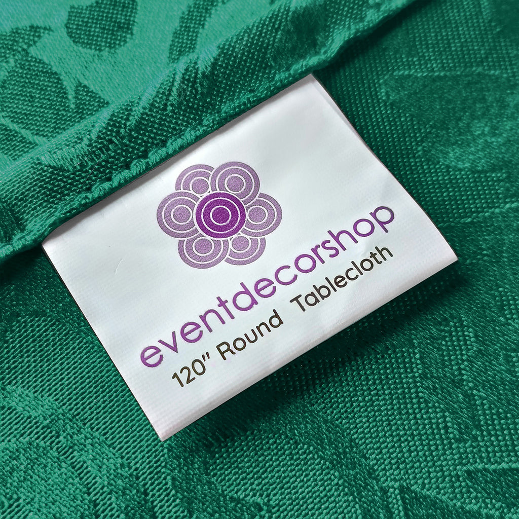 200GSM Round Damask Polyester Tablecloth - Green