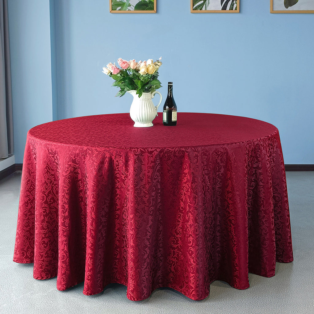 200GSM Round Damask Polyester Tablecloth - Red