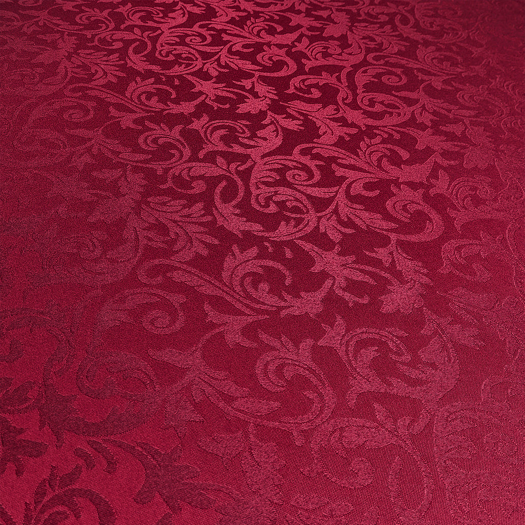 200GSM Round Damask Polyester Tablecloth - Red