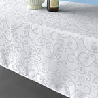 200GSM Square Damask Polyester Tablecloth - White