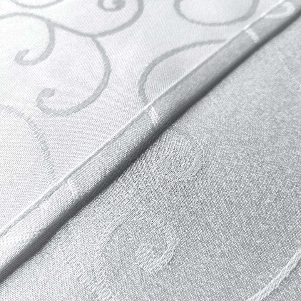 200GSM Rectangle Damask Polyester Tablecloth - White