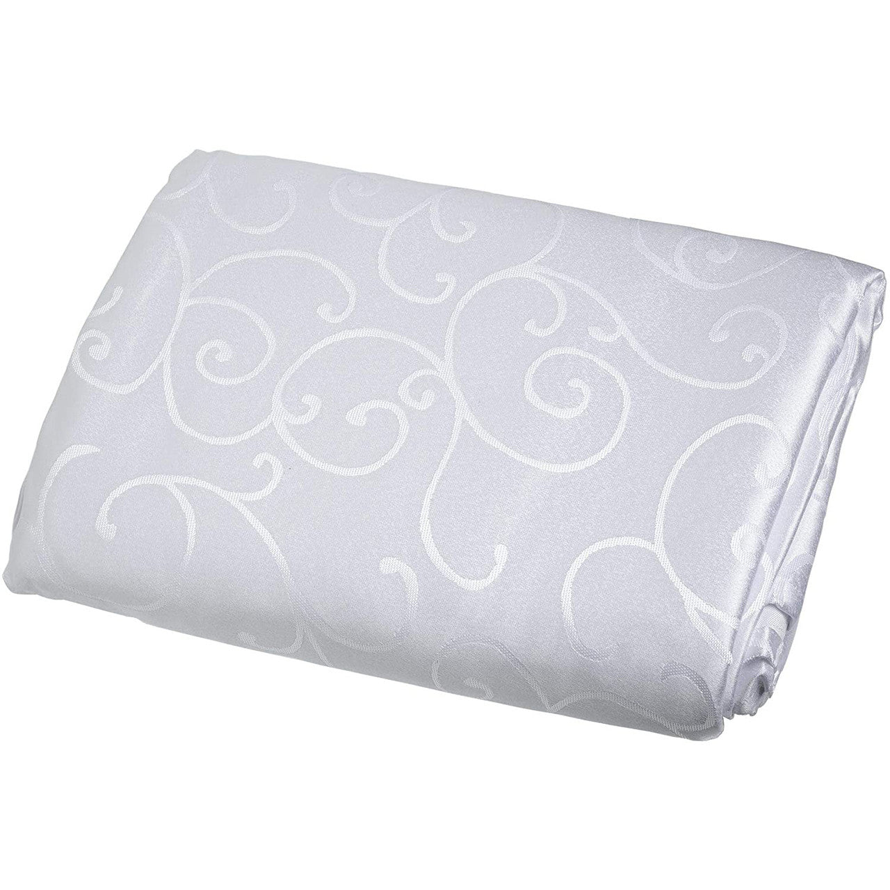 200GSM Rectangle Damask Polyester Tablecloth - White