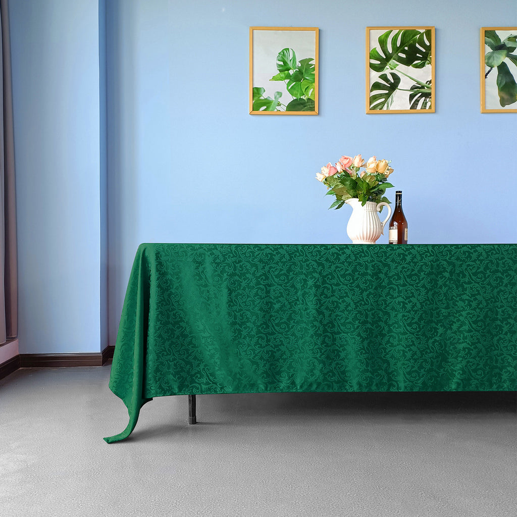 200GSM Rectangle Damask Polyester Tablecloth - Green