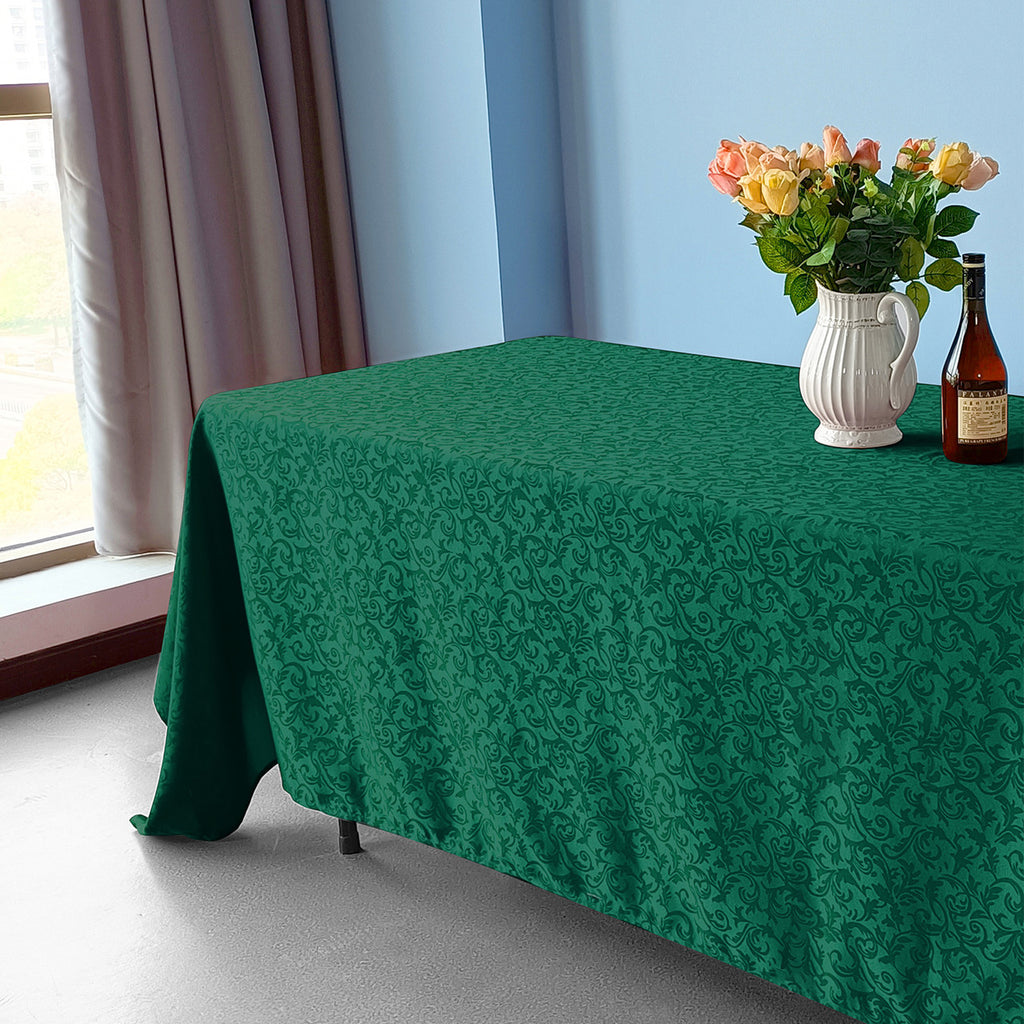 200GSM Rectangle Damask Polyester Tablecloth - Green