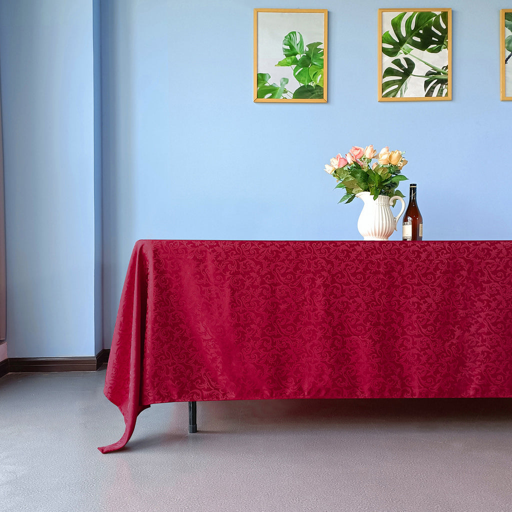200GSM Rectangle Damask Polyester Tablecloth - Red