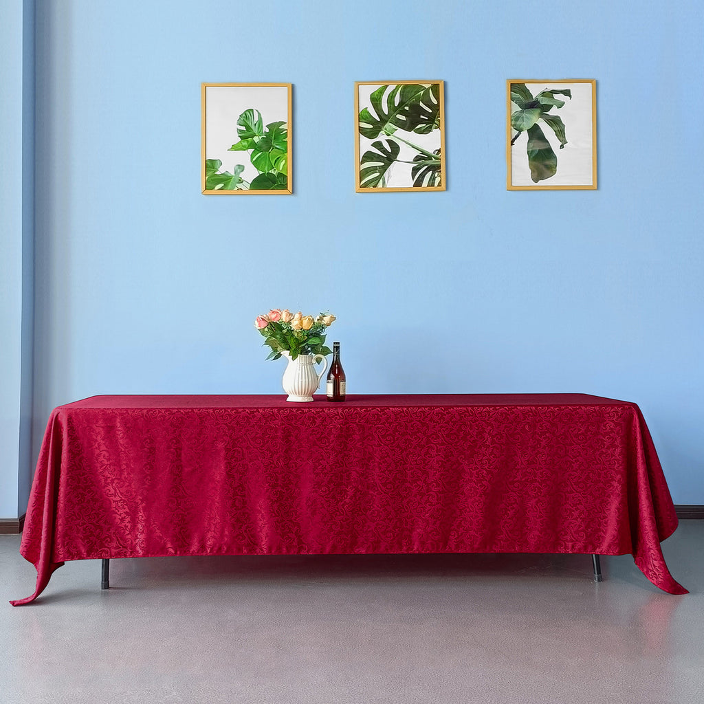 200GSM Rectangle Damask Polyester Tablecloth - Red