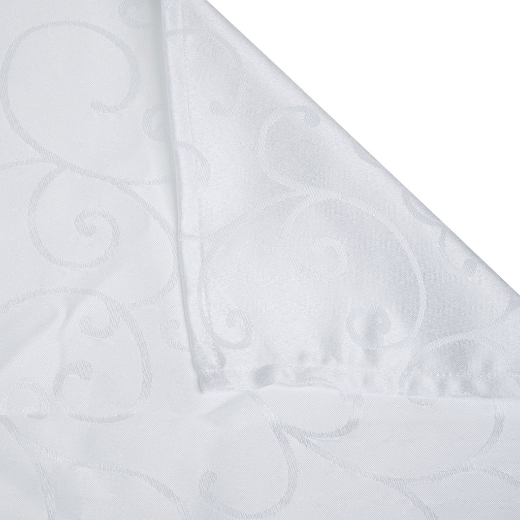 200GSM Rectangle Damask Polyester Tablecloth - White