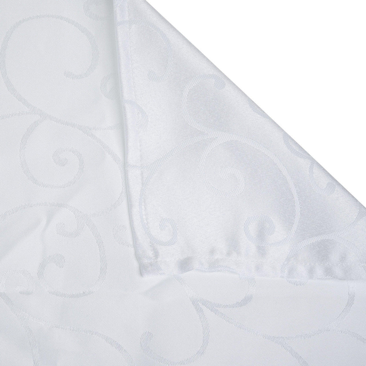 200GSM Rectangle Damask Polyester Tablecloth - White