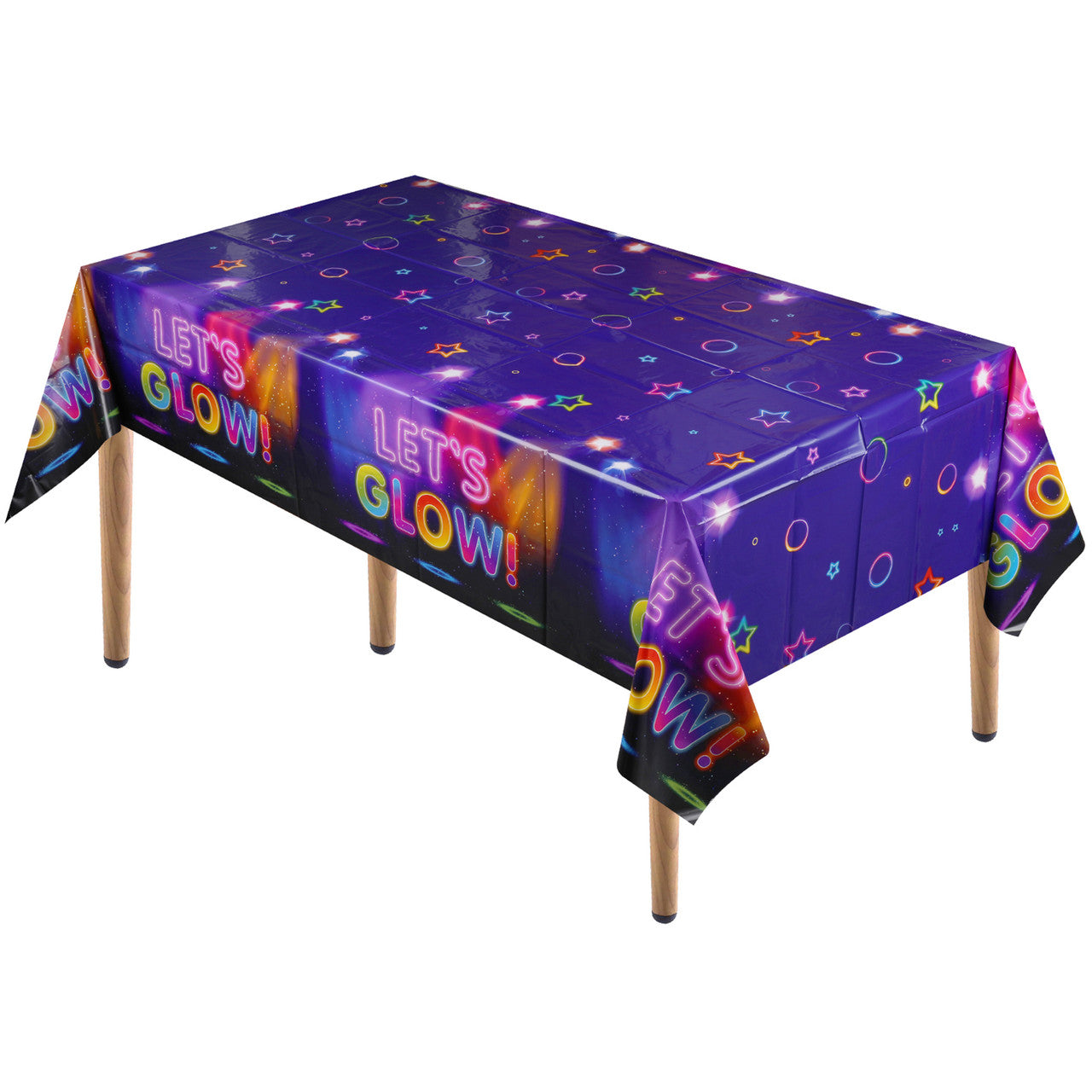Blue Glow Neon Themed Tablecloth (130x220cm)