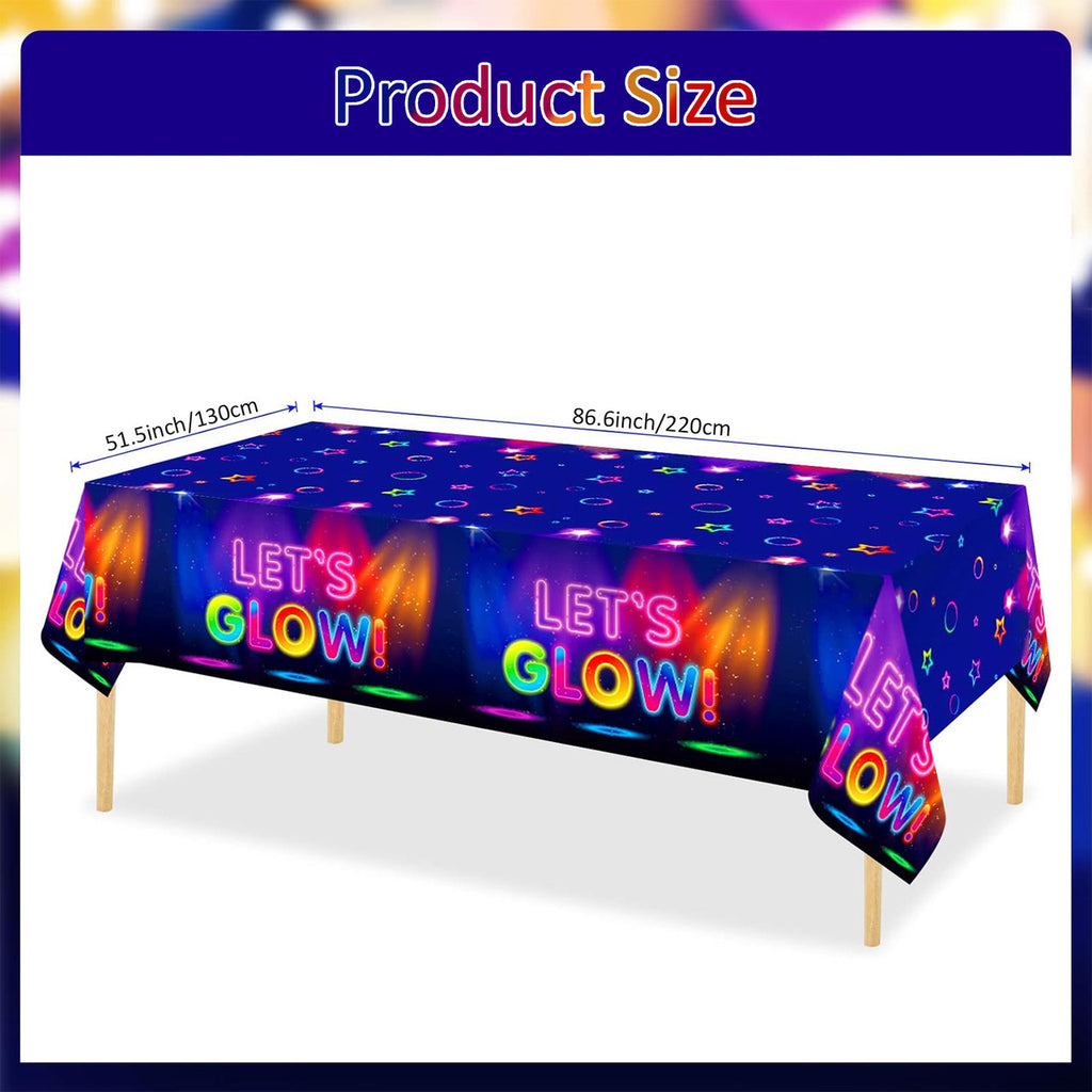 Blue Glow Neon Themed Tablecloth (130x220cm)