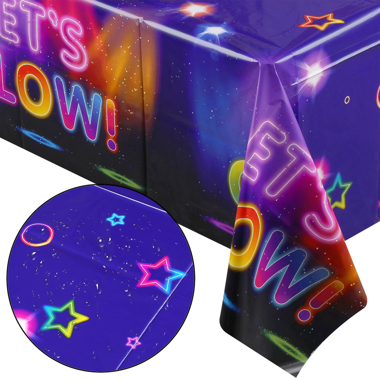 Blue Glow Neon Themed Tablecloth (130x220cm)