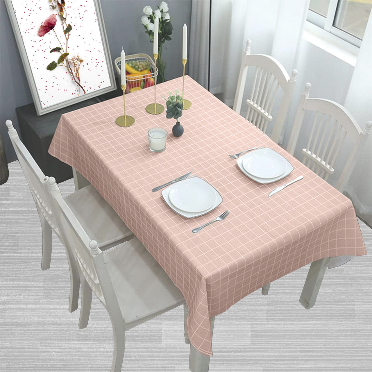 Checkered Tablecloth (137x180cm) - Coffee