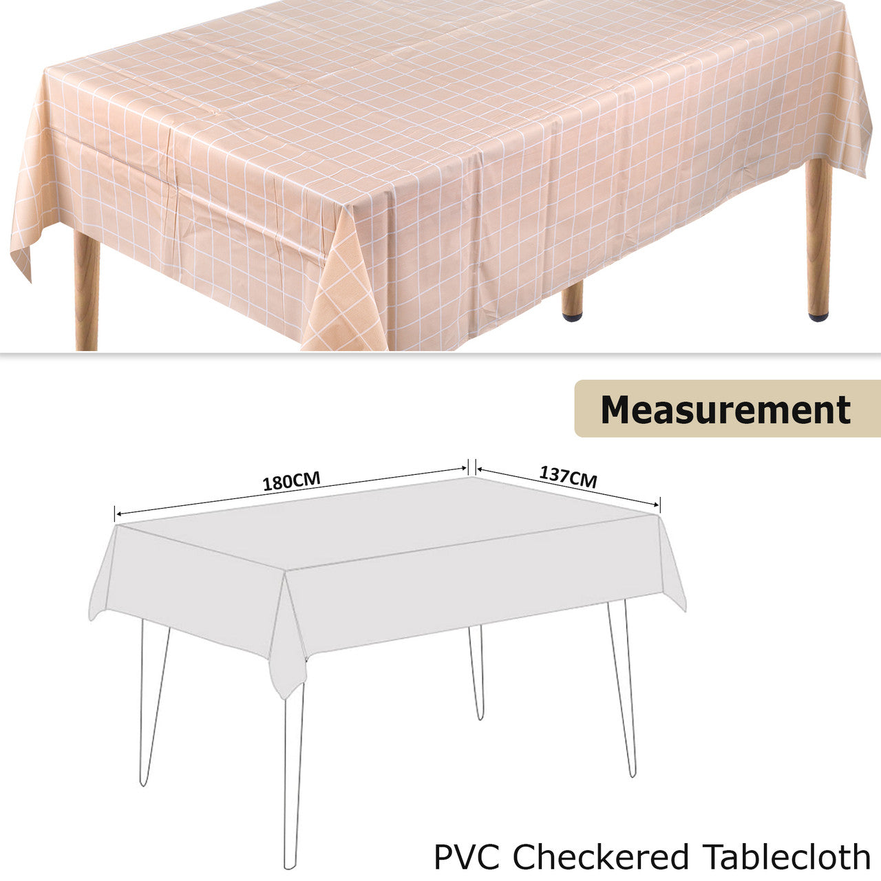 Checkered Tablecloth (137x180cm) - Coffee