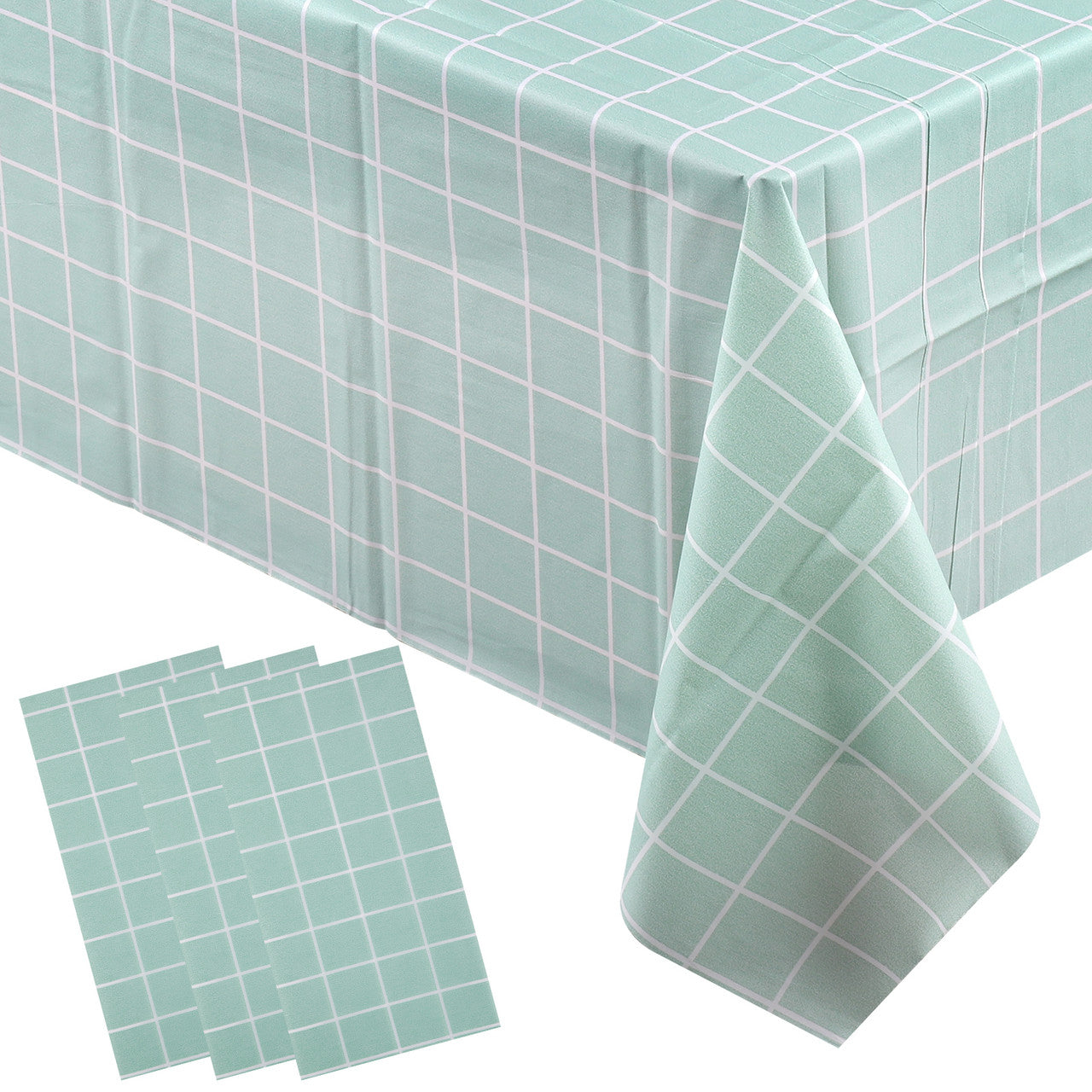 Checkered Tablecloth (137x180cm) - Light Blue