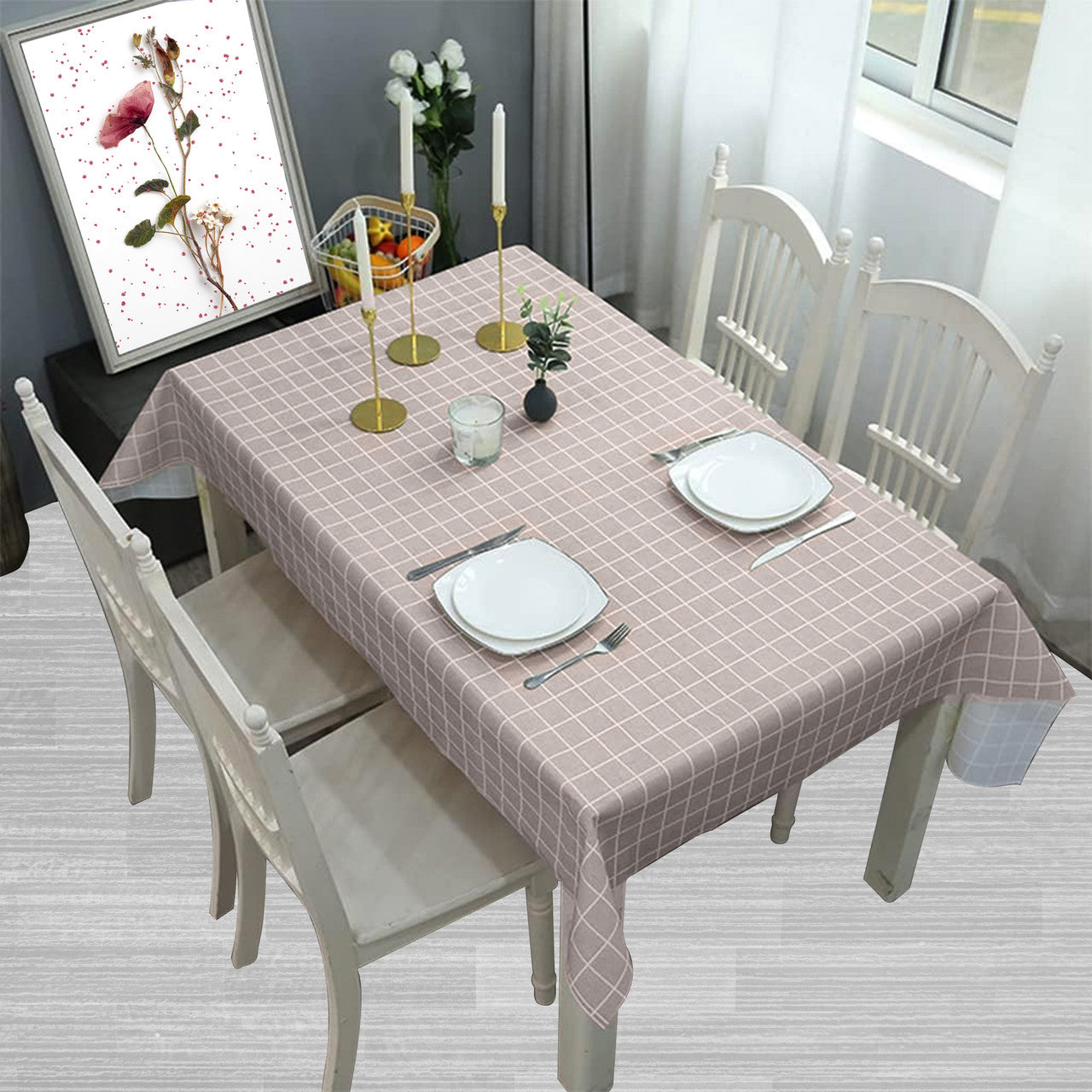 Checkered Tablecloth (137x180cm) - Light Grey
