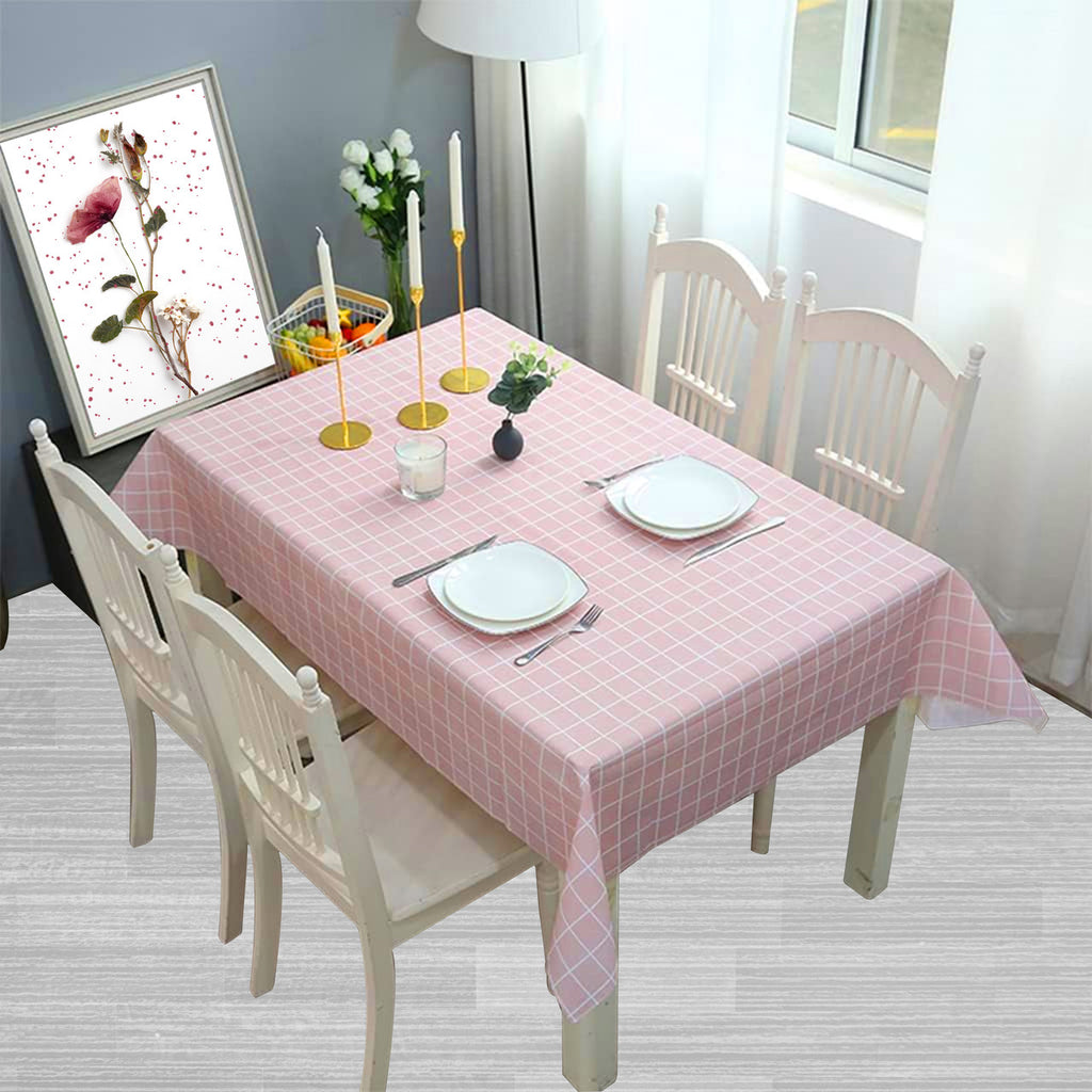 Checkered Tablecloth (137x180cm) - Pastel Pink