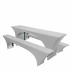 Spandex Beer Table and Bench Cover Set - Silver