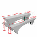 Spandex Beer Table and Bench Cover Set - Silver