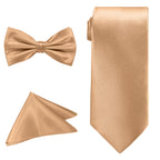 Men's Bow Tie, Neck Tie & Handkerchief Set - Champagne