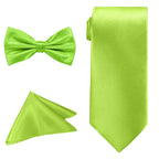 Men's Bow Tie, Neck Tie & Handkerchief Set - Lime